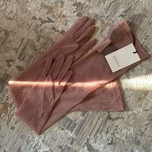 GUCCI GL Clarine Soft Tulle Pink Gloves NEW W TAGS